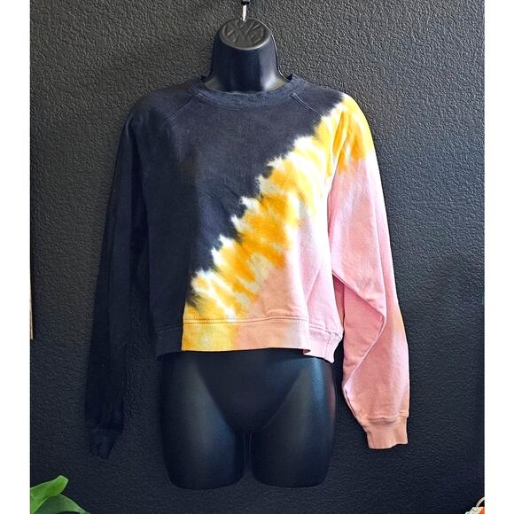 Electric & Rose Poppy Peach Tie Dye Ronan Pullover Crop Size XS - Picture 1 of 5